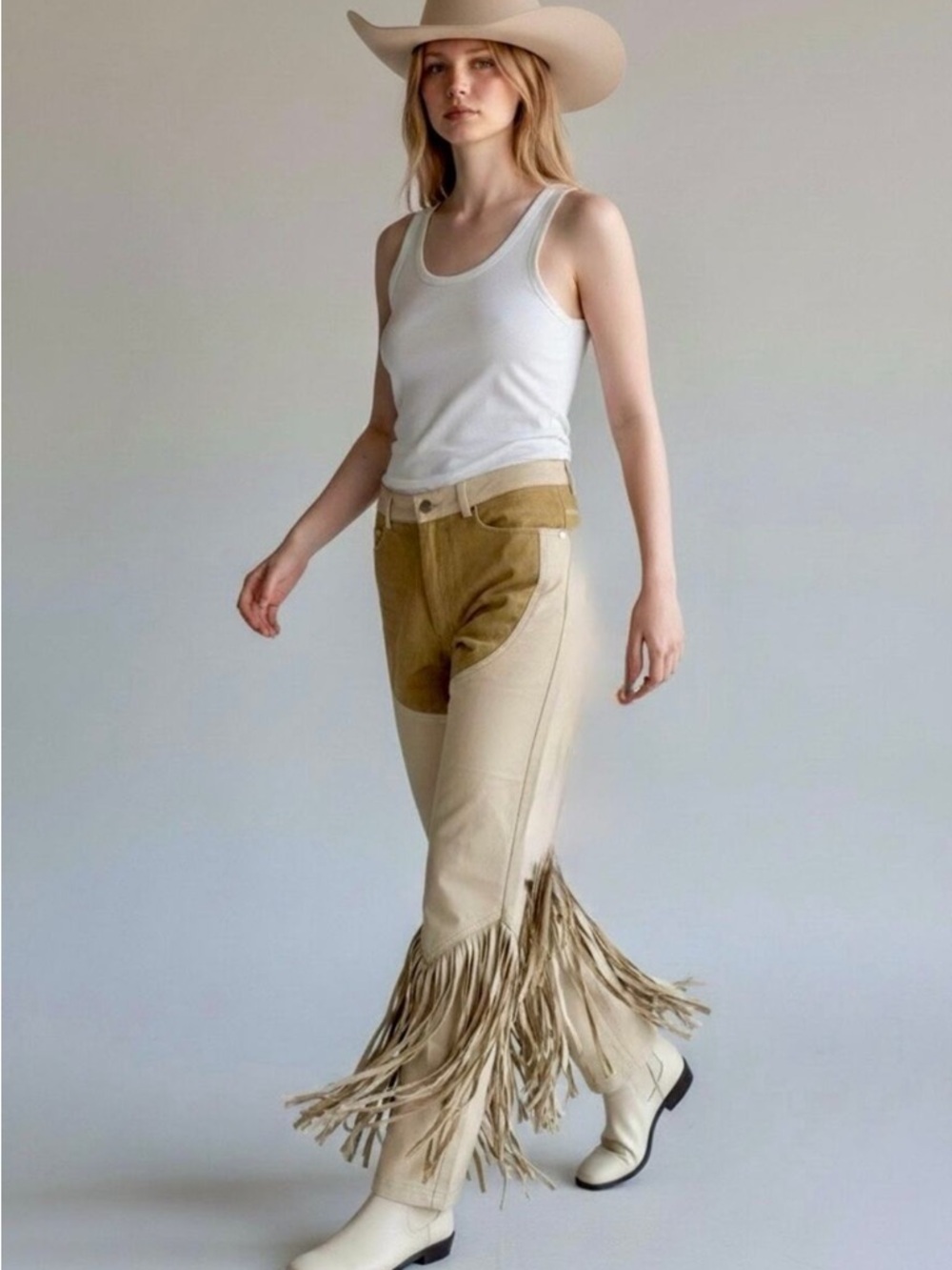 Understated Leather Fringe Pants
